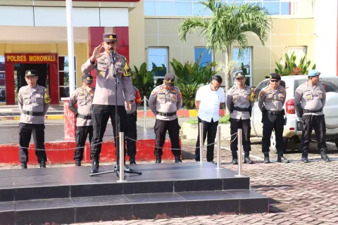 Polres Morowali Apel Pengamanan Penjemputan Bacabub dan Bacawabub Morowali