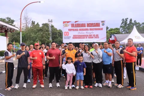 Semarak HUT RI ke-80, Polres Morowali Gelar Olahraga Bersama Pererat Kebersamaan